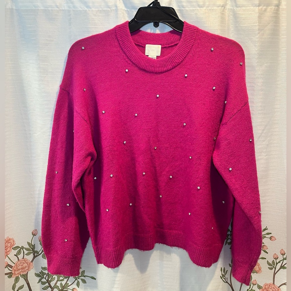 H&M Fuchsia Sweater with Crystals - size M